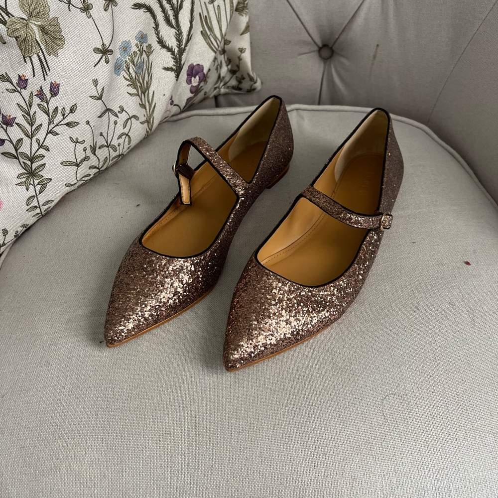 J. Crew Glitter Mary Jane Flats